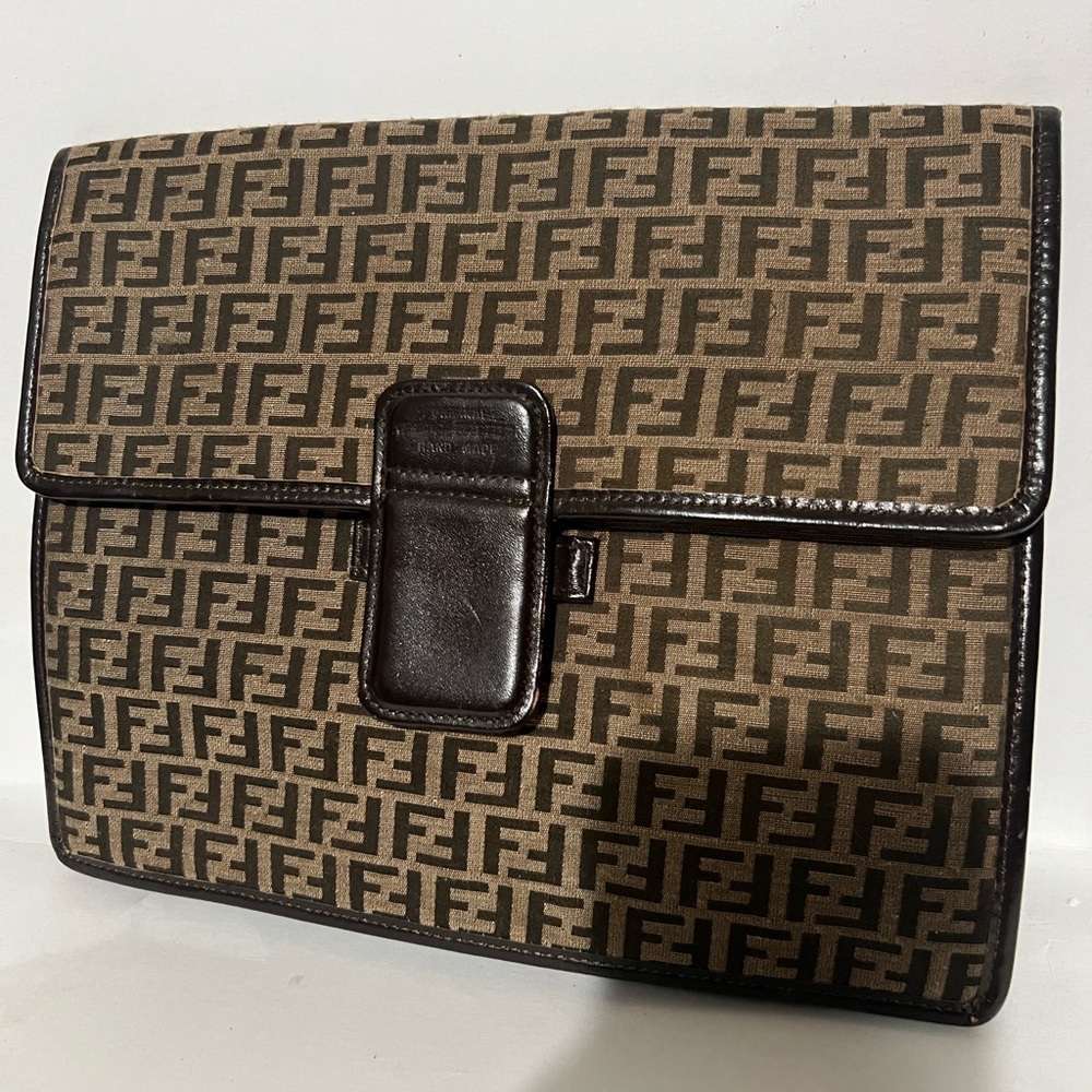 Monogram Pattern Brown Travel Document Bag